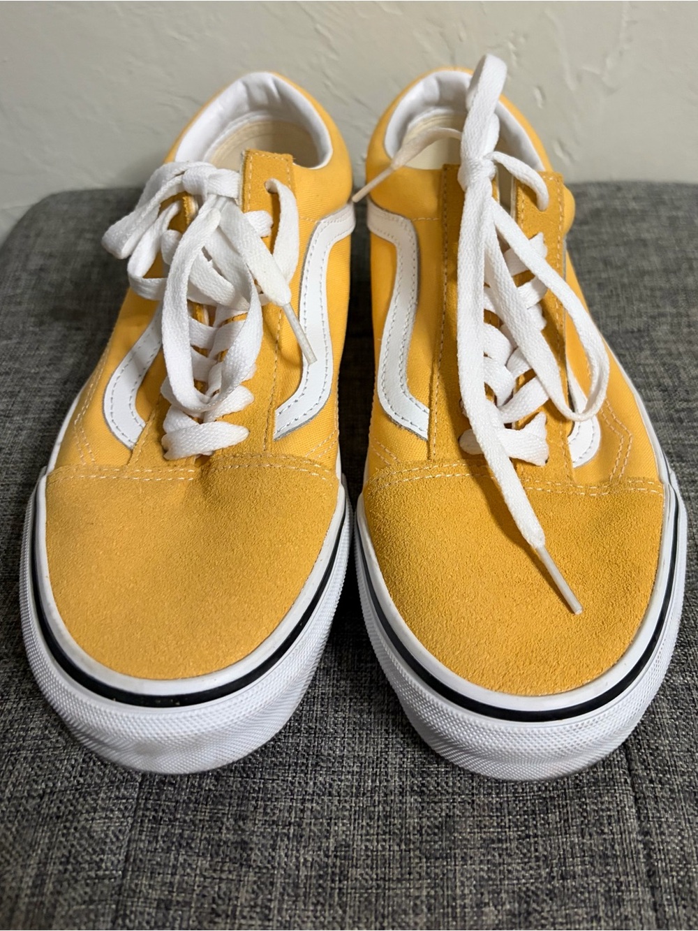 Vans Yellow Low-Top Canvas Sneakers with White Stripe for Women or Men - Picture 2 of 5